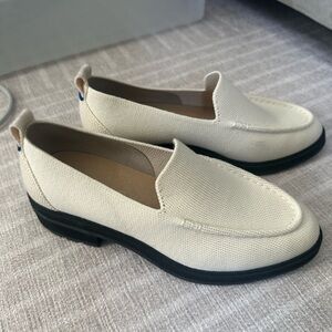 Rothy’s Cream Loafers with Black Soles
